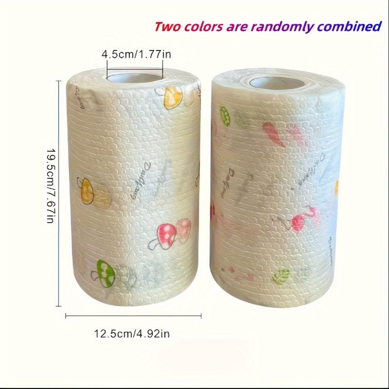 50/100Pcs/Roll Dishcloth Absorbent Thickened Kitchen Paper Dry Wet Use Non Greasy Random Pattern For Sink Cleaning Dishwashing
