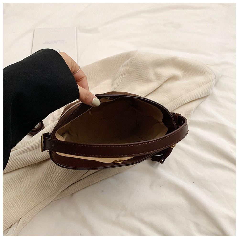 Shoulder Bag Faux Suede Bucket Bag Handbag Solid Color Tote Bag Trendy Slouchy Hobo Bags Girls