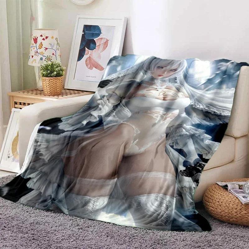 Sexy Anime Girls Blanket Soft Plush Flannel Throws Blankets for Sofa Bed Couch Best Gifts All Season Light Bedroom Warm Decke