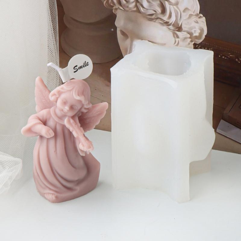Angel Statue Candle Mold for Making Aromatherapy Candle Soap Fondant Baking Chocolate Molds DIY Craft Gypsum Ornaments
