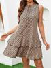 European and American Printed Bow Tie Short Lace Dress