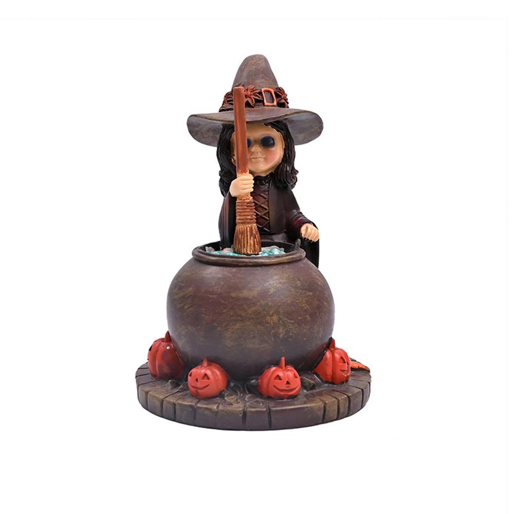 

Realistic Halloween Pumpkin Witch Statues Scary Happy Halloween Decoration Bar Tabletop Ornament Witch