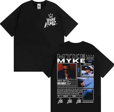 Rapper Myke Towers Graphic Printed T-shirts for Men Harajuku Hip Hop Oversized T Shirt Unisex Summer Cotton Short Sleeve T-shirt