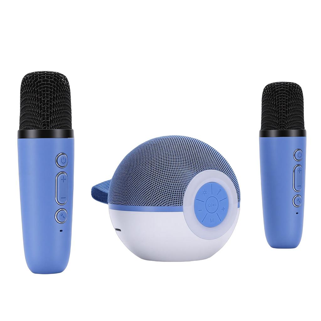Karaoke Machine Rechargeable Portable Bluetooth 5.3 Karaoke Speaker with 2 Wireless Microphones Colorful Lights 5 Sound