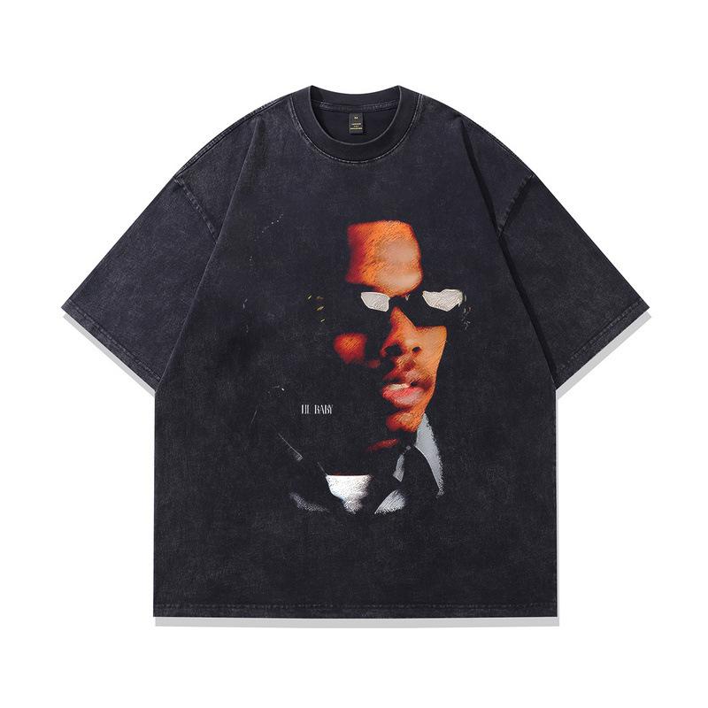 High Street Vintage Men'S Printed T-Shirt Oversize Large Version Short Sleeve T-Shirt Ins Men