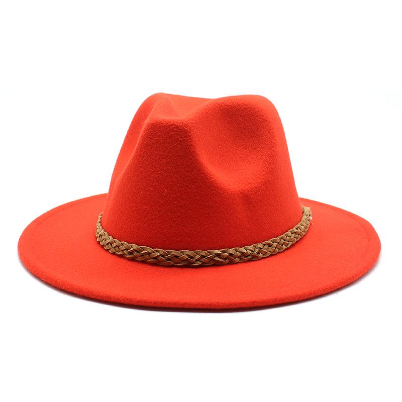 Woolen Jazz Hat Retro Classic Flat Hat Big Eaves Hat Top Hat Felt Hat