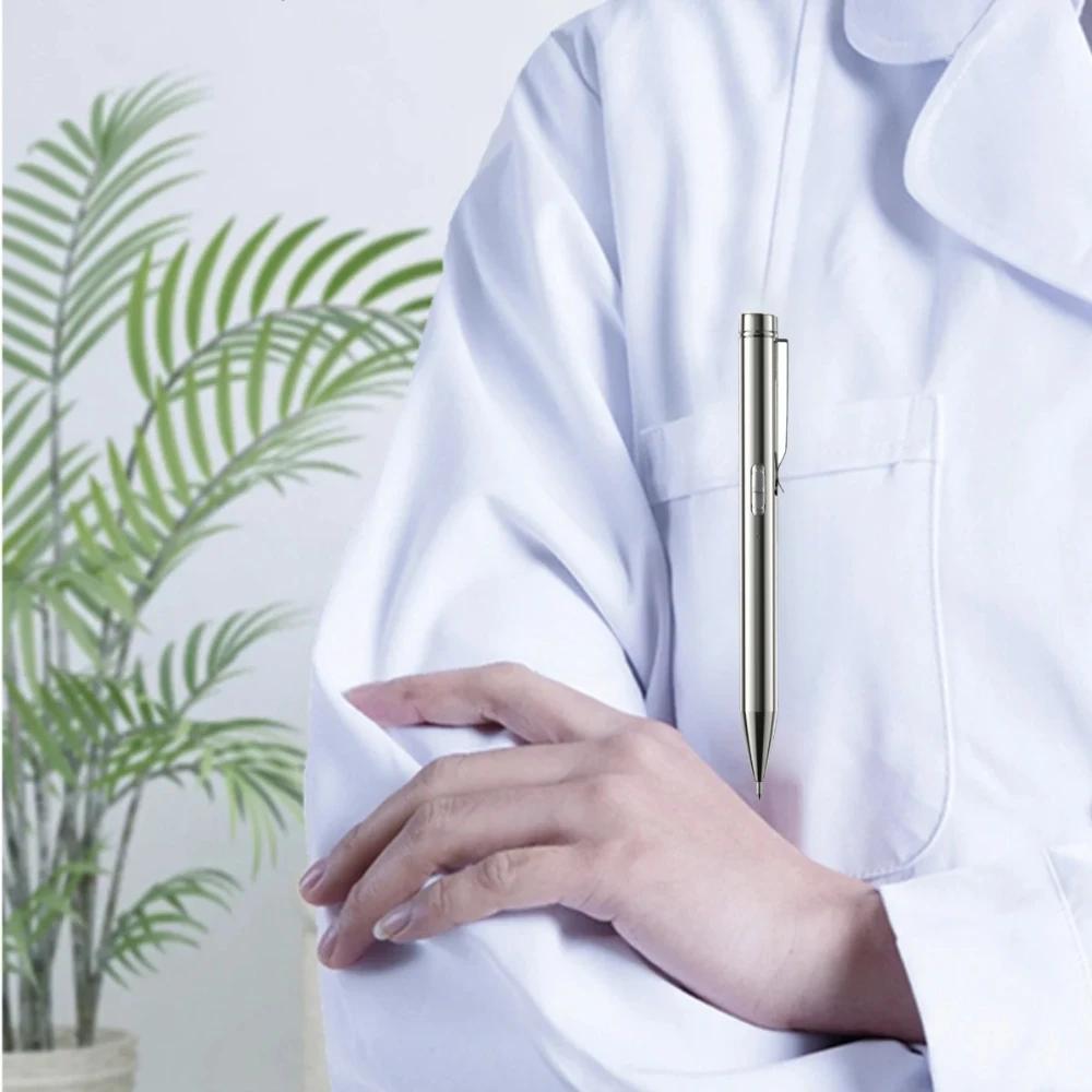 2 in 1 Mini Portable Medical LED Flashlight USB Rechargeable Dentist Nurse Pocket Pen White-Yellow Light Can Write