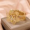 Fashion Jewellery Women Crystal Flower Open Bangles Golden Silvery Elastic Open Bracelet Femme Cuff Bracelet Jewelry