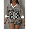 Fashion Casual Women Number 23 Print V-Neck Short Sleeve T-Shirt Summer Tee Baseball Jerseys Stripe Oversized Sport T-Shirt