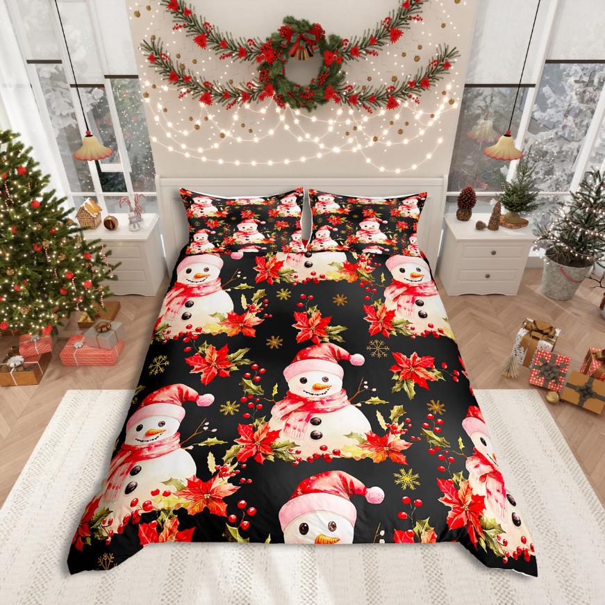 Homewish Black Angle Girls Duvet Cover SetMerry Xmas Bedding SetHappy New Year Bed Set For Princess Teens