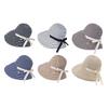 Striped Bow Big Brim Fisherman Hat Women's Summer Outdoor Travel Foldable Sun Hat