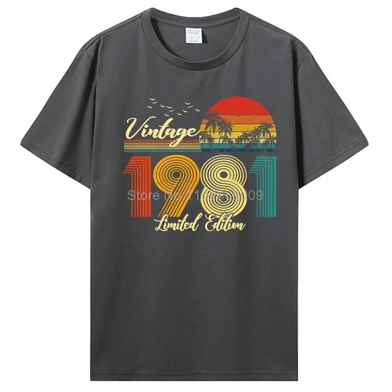 Vintage Tillverkad 1981 Alla Originaldelar Födelsedags-T-shirt Jubileums-T-shirt Oversized Unisex Kläder T-shirts För Unisex Streetwear