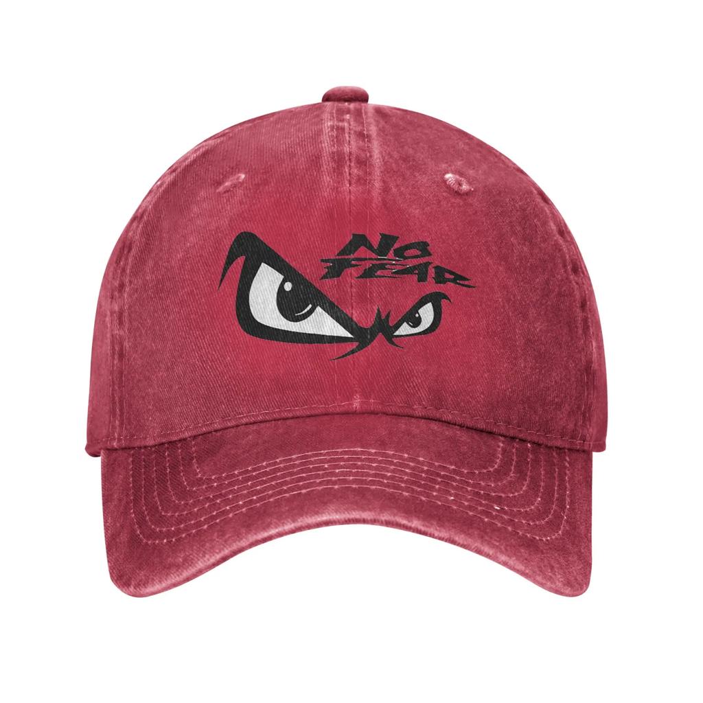 No Fear No Fear And Eyes Print Washed Denim Cap Casual Baseball Caps Adjustable Hat Summer Unisex Baseball Hats