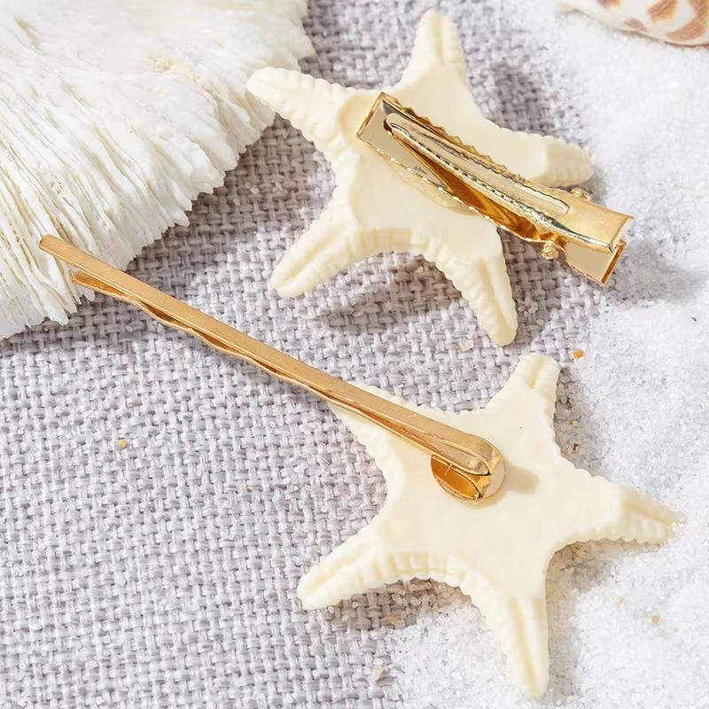 1 Pair Fashion High-grade Shell Starfish Shape Hairpin Barrettes for Women Girl Accessories Headwear Hair Clip