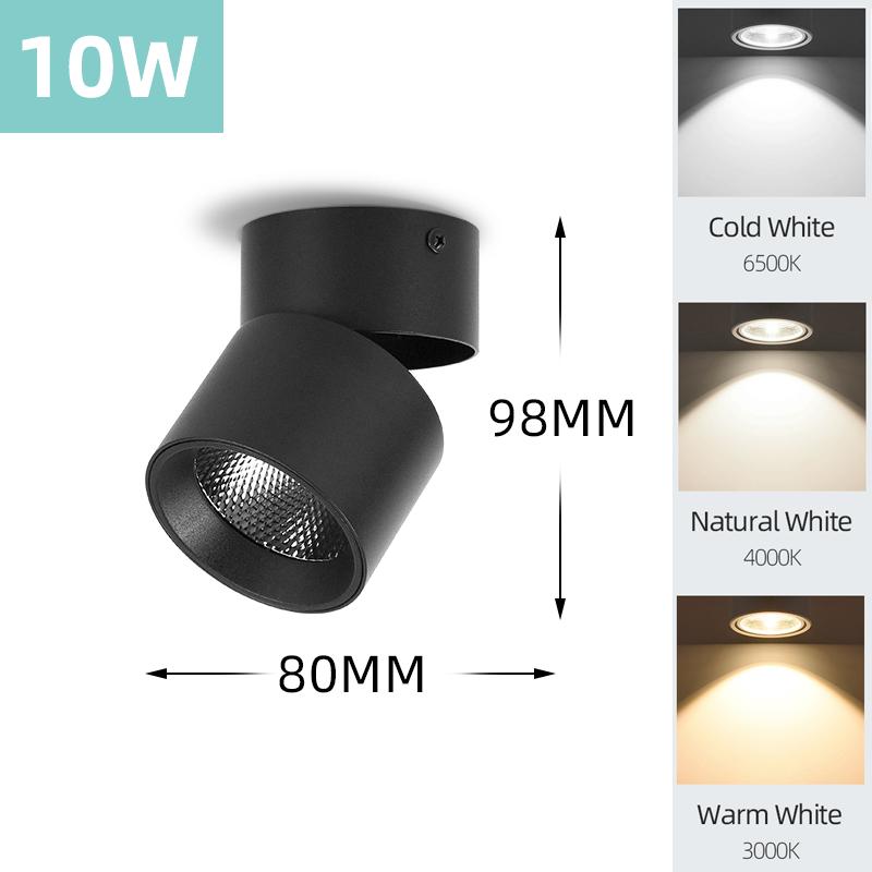 Colors Dimmable Led Downlight Foldable 360° Adjustable Spot Ceiling Lamp 7W 10W 15W Aluminum Led Spotlights For Living Room 220V