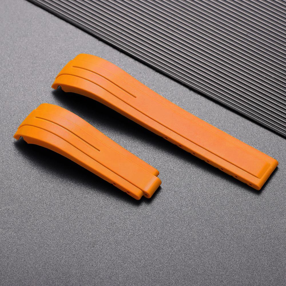 

Ремешок для часов из нержавеющей стали со складной застежкой для Rolex Black Water Ghost Green Submariner Daytona с изогнутым концом, резиновый ремешок для часов 21mm