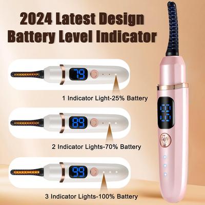Heated Eyelash Curlers with Battery Indicator, Electric Eyelash Curler 3 Temperature Modes LED Display USB Rechargeable Makeup Tools, Heated Lash
