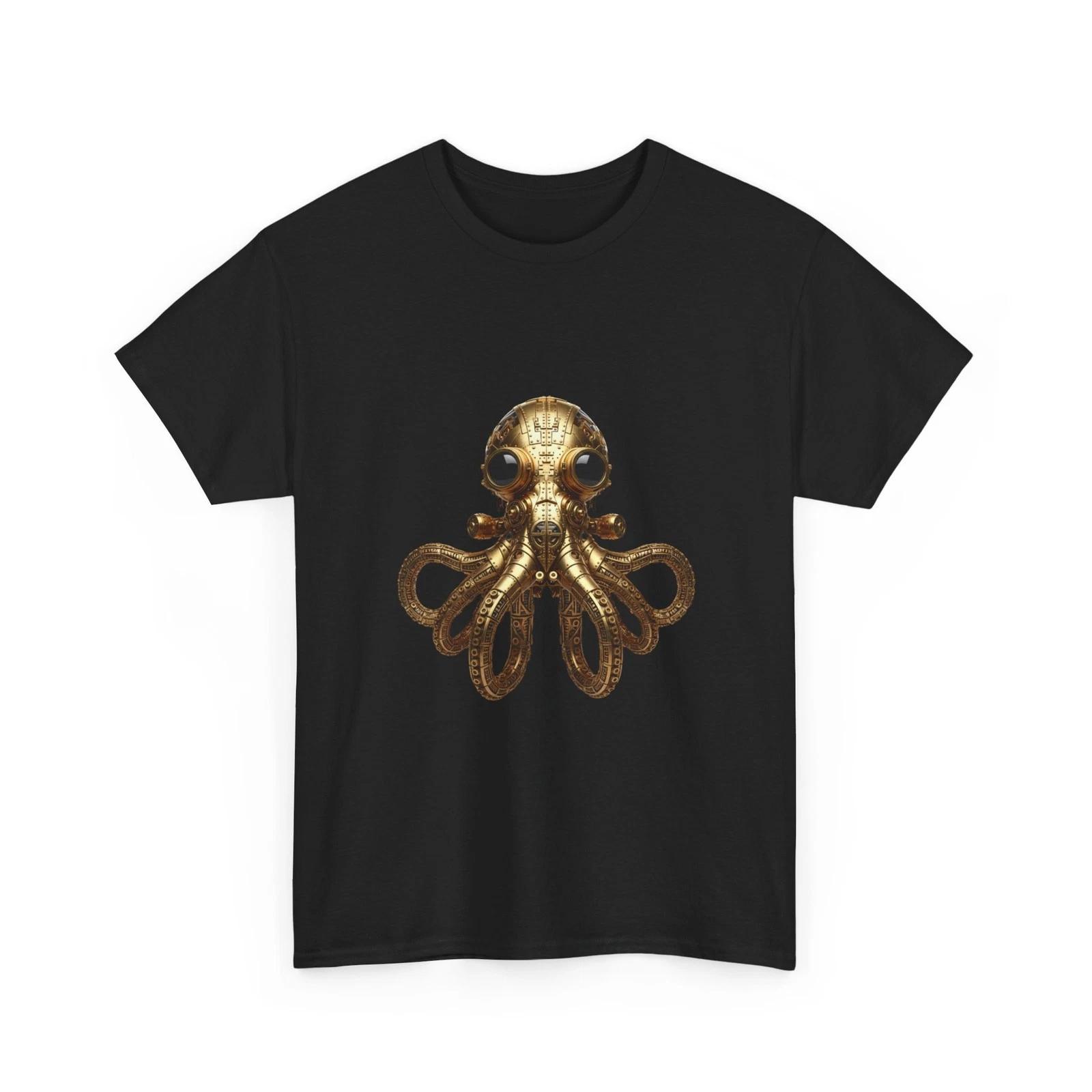 Steampunk Octopus T-Shirt | Brass Mechanical Cephalopod Tee, Cool & Fun T-Shirt S