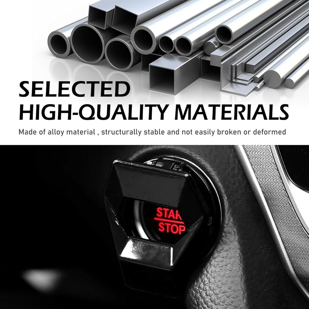 Push Start Button Cover, Zinc Alloy Car Engine Start Stop Button Cover Protector, Motorcycle Ignition Key Switch Cover, DIY Car Interior Decor,