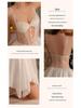 Guiruo Satin Lace Nightdress & Robe Set with Chest Pad