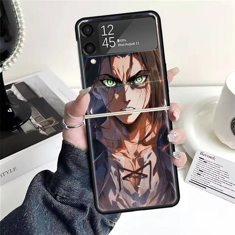 A-Attack On T-Titan Eren Yeager Cases For Samsung Galaxy Z Flip 4 5 6 7 3 Z Flip7 Flip6 Flip4 Flip5 Flip3 5G Hard Shockproof Fun