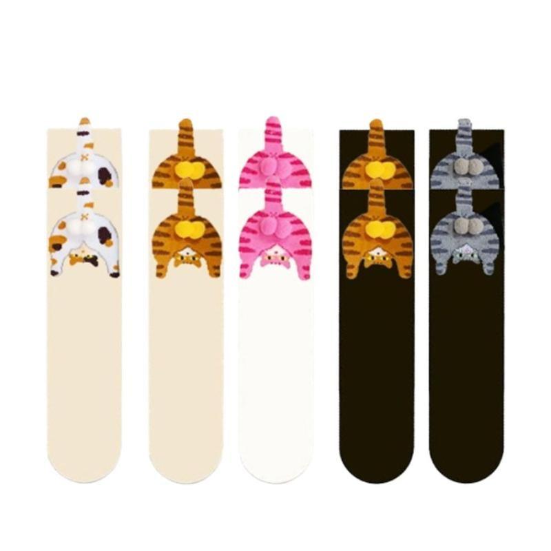 Couple Cat Egg Socks 3D Funny Mid Tube Winter Warm Matching Wear for Lovers Halloween Christmas Gift Cozy Novelty Style