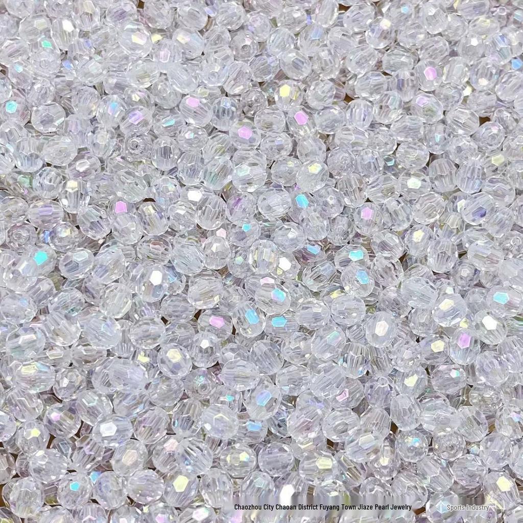 Acrylic AB Color Crystal Beads: Straight Hole Transparent Beads for DIY Phone Chains, Necklaces, and Decorations.