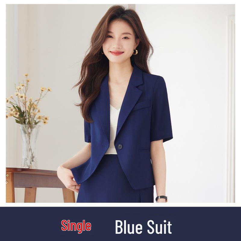 Women's Black Short-Sleeve Slim Fit Summer Blazer