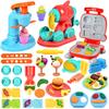 VBACALA Clay, Wheat Craft, 12 Colors, 51-Piece 3-in-1 Deluxe Set with Food Molds and Tools for Pretend Play (Hamburger, Ice Cream Shop, Bakery) - Perf