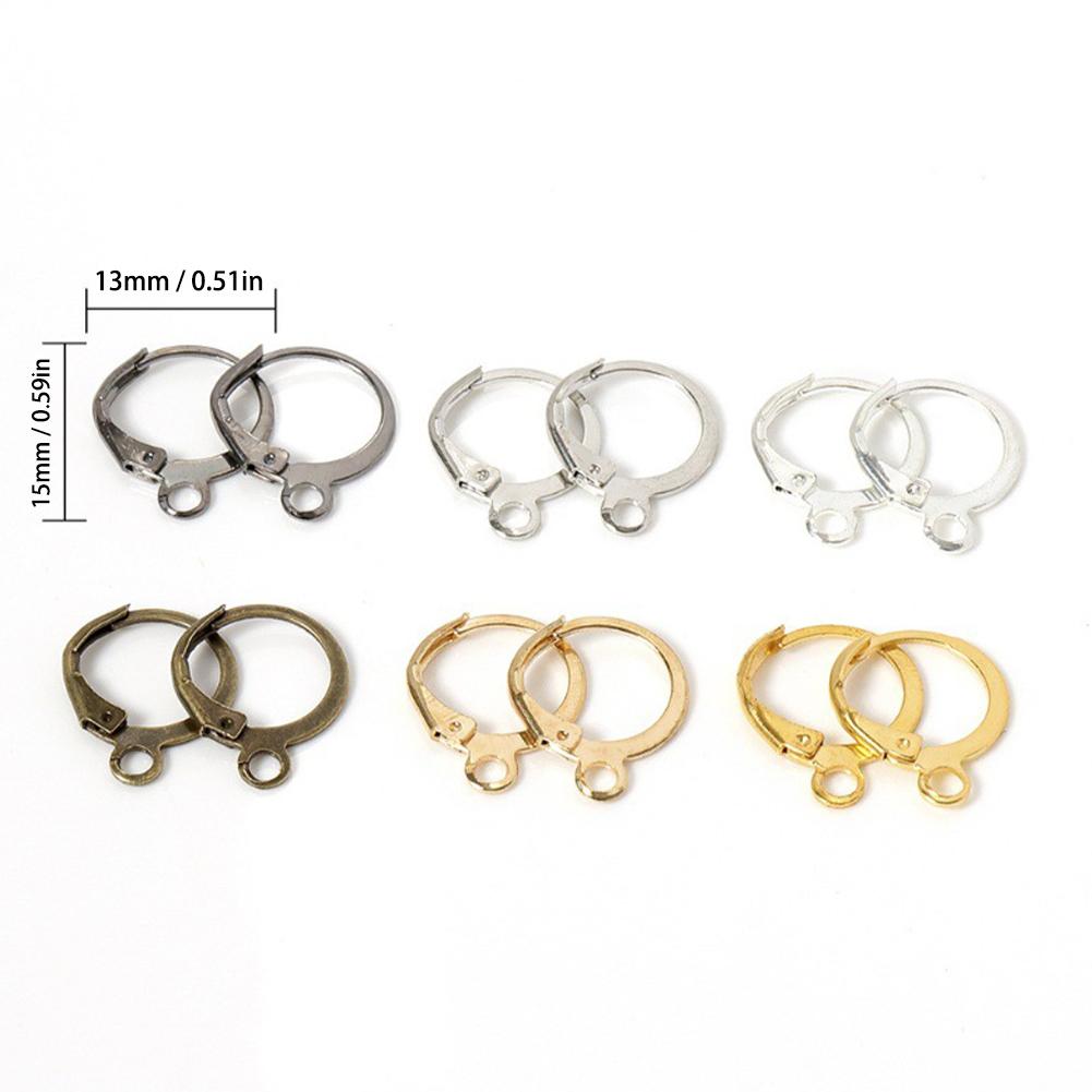 50Pcs Ear Hook Gold Silver Plated Iron Lever Back Earring Hooks For DIY Earring Jewelry Daily Making Supplies