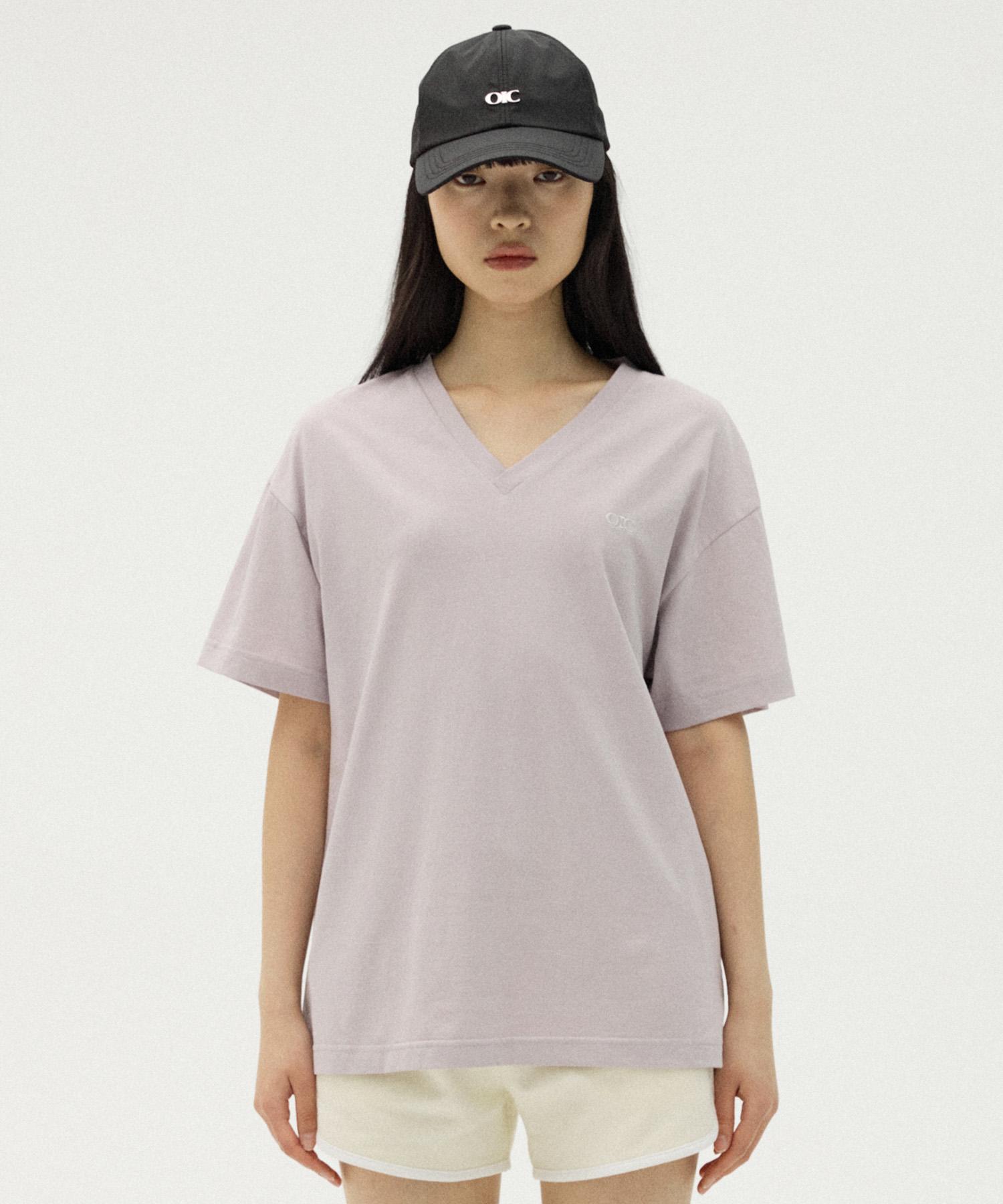 Oioi Collection Small Logo V-Neck Oversized T-Shirt [Light Purple] Light Purple/S