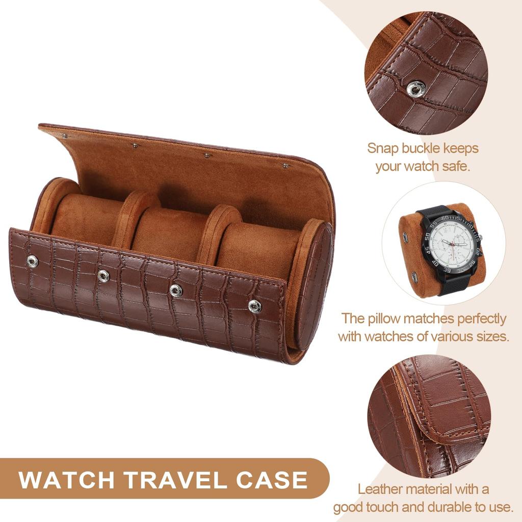 uxcell Men's Watch Travel Case, Crocodile Pattern Leather, Watch Winding Storage Case, Portable Watch Storage Box, Perfect Gift for Christmas,