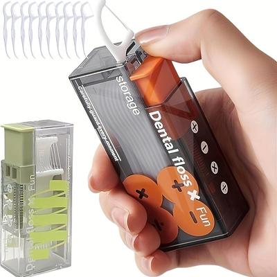 Scatola di stuzzicadenti in plastica, dispenser di bastoncini di filo interdentale, scatola portatile di filo interdentale, scatola di stoccaggio automatica di filo interdentale a comparsa