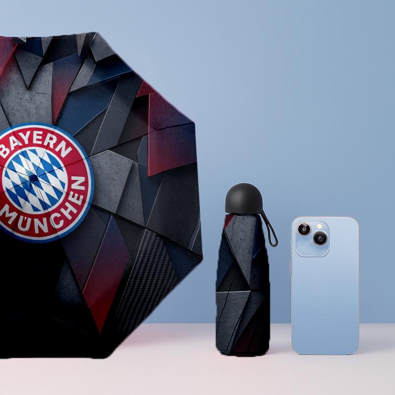 FC Bayern München Muster Gedruckter Mini 5-fach 8 Rippen Kompakter Regenschirm Winddicht Wasserdicht Leicht Tragbar Faltbar