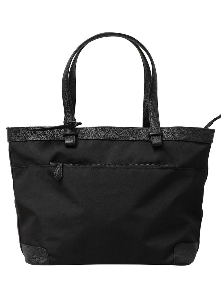 Ships Shrink Leather and Fabric Combination Tote Bag for Men, 118433436, Black, One Size