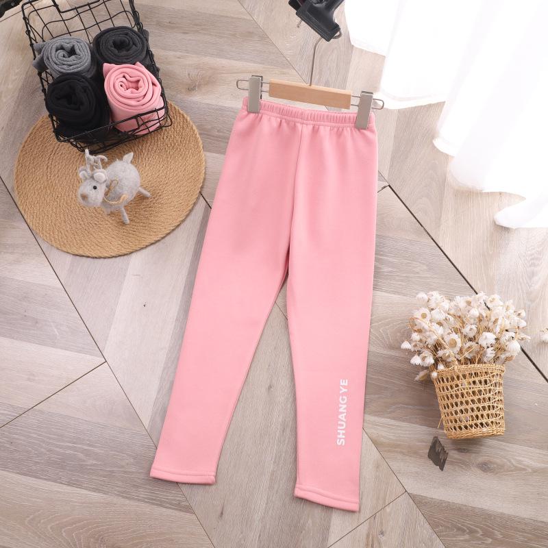 Girls' Fleece-Lined Leggings: Extra Thick, Casual Autumn/Winter 2023 Pants