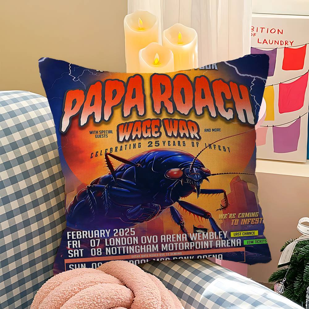 Rock P-Papa R-Roach Band Pillow Cover For Bedroom Room And Living Room Sofa Decorative Cushion Cover