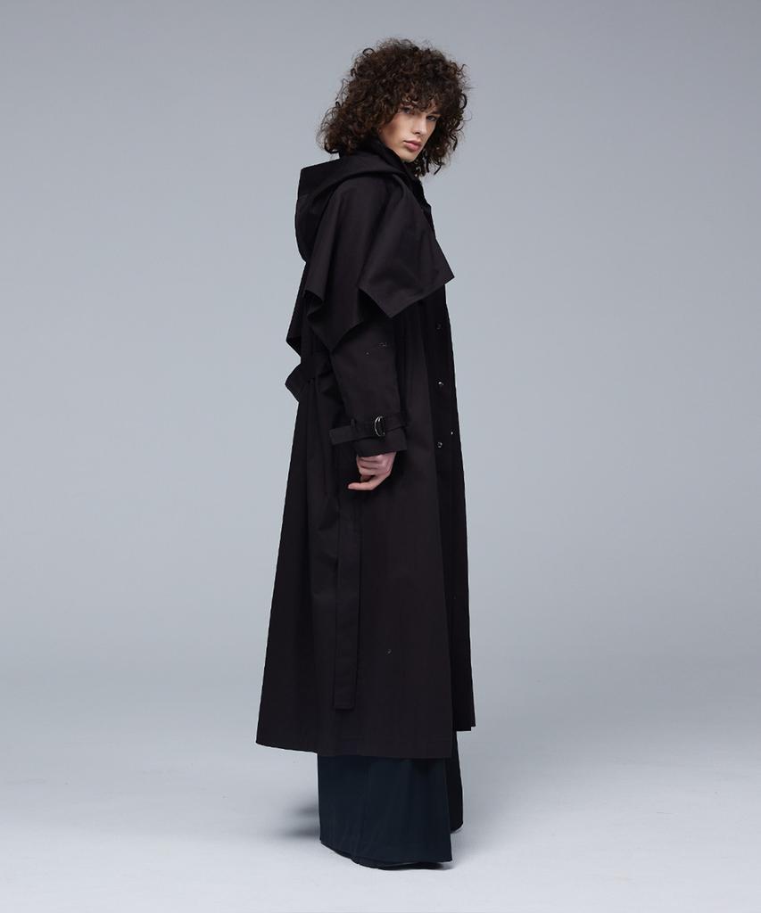 Mmam Back Pleats Long Trench Coat
