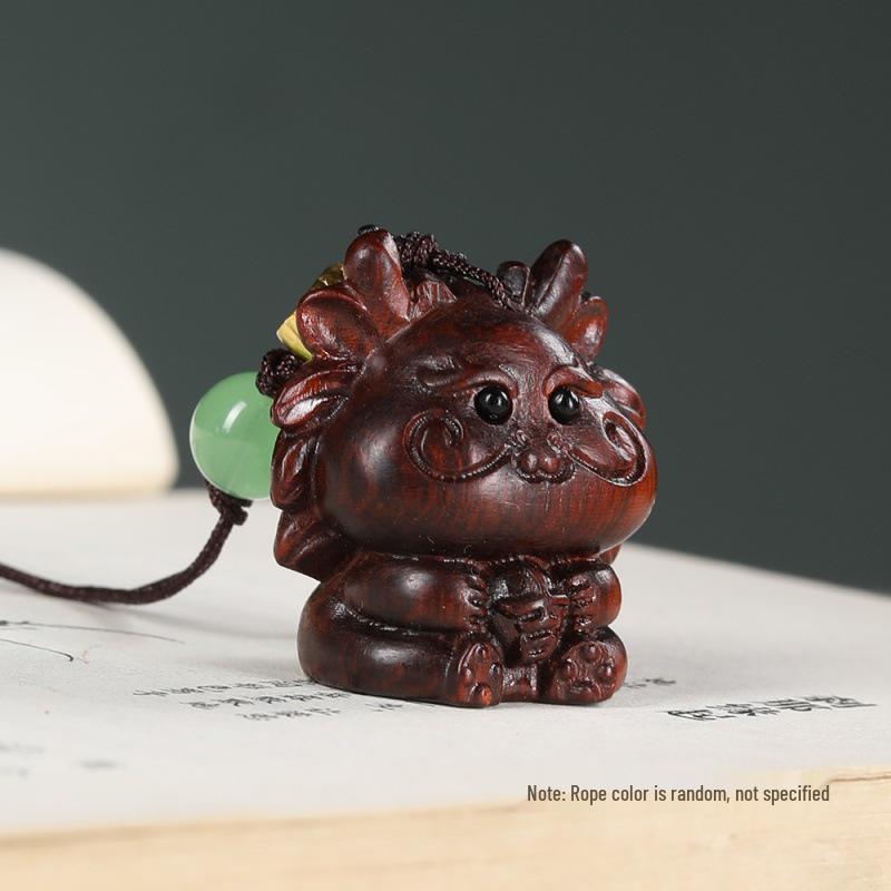 Sandalwood Zodiac Dragon Keychain Pendant for Men & Women - Year of the Dragon Ornament