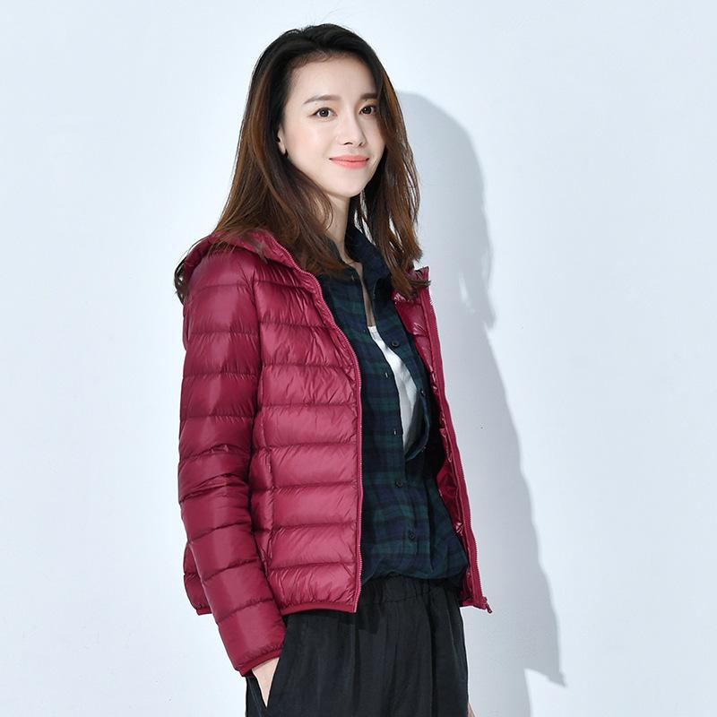 Women Coat Autumn Winter White Duck Down Jacket Solid Colors Warm Slim Zipper Fashion Light Down Coat