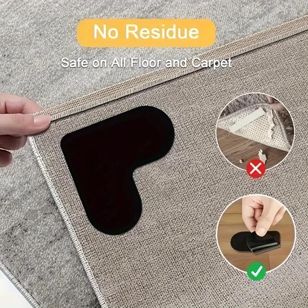 12pcs of Reusable Carpet Stickers, Easy To Wash Non-slip Mats, Prevent Carpet From Moving and Curling, Heart-shaped Design Can Be Freely Cut