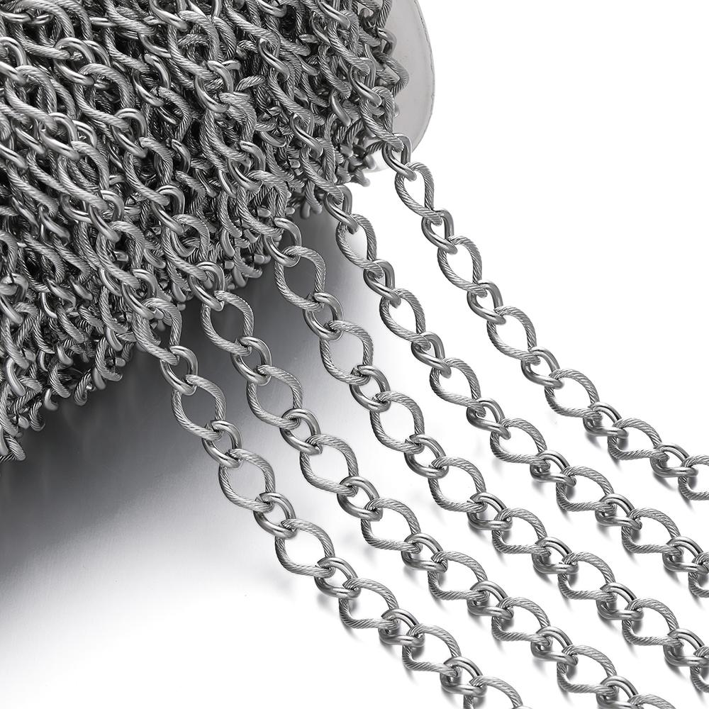 1m Stainless Steel Bracelet Cable Link Bulk Chains Twisted Chains for DIY Necklace Anklet Jewelry Making Findings