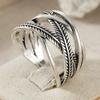 Vintage Hand Carved Women's Ring Creativity CopperColor Metal Geometry Daily Wear Party Jewelry Anniversary Gift
