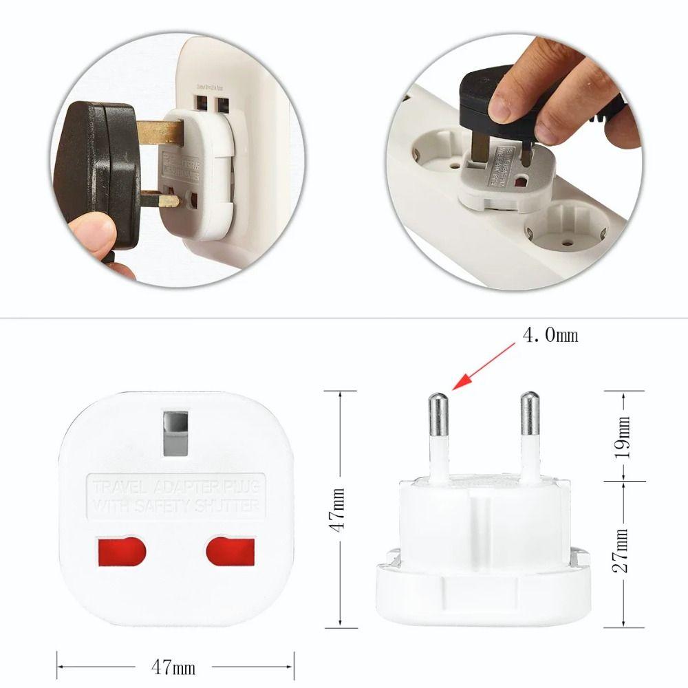 Wall Socket UK to EU Converter Power Charger Outlet Connector Universal Travel Adapter