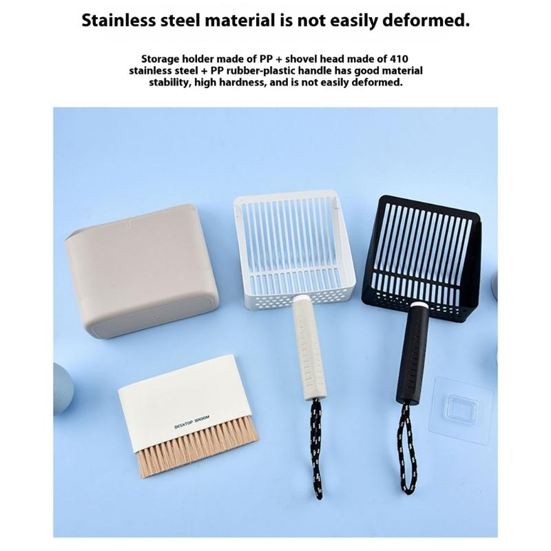 MultiPurpose Cats Litter Scoops Stainless Steel Handle for Household Cage Cleaning Litter Cleaning Tool