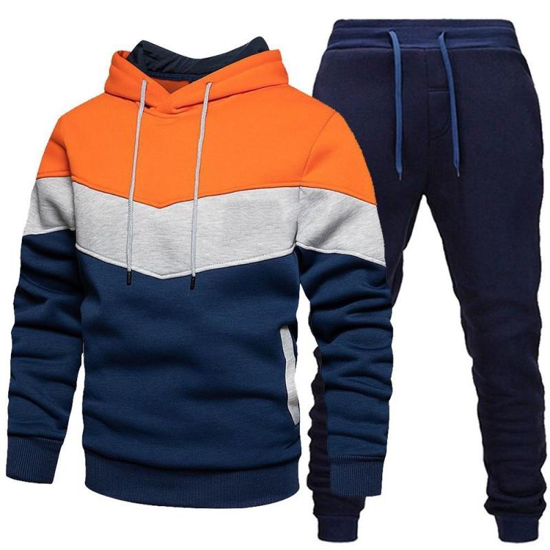Mens Hooded Tracksuit Set Sport Casual Streetwear