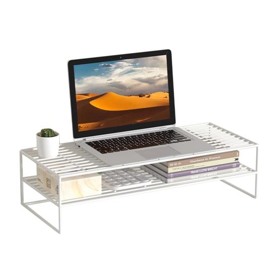 Computer Elevated Rack Monitor Stand Double-Layer Design High Stability Ventilated Laptop Stand Office Desk Storage