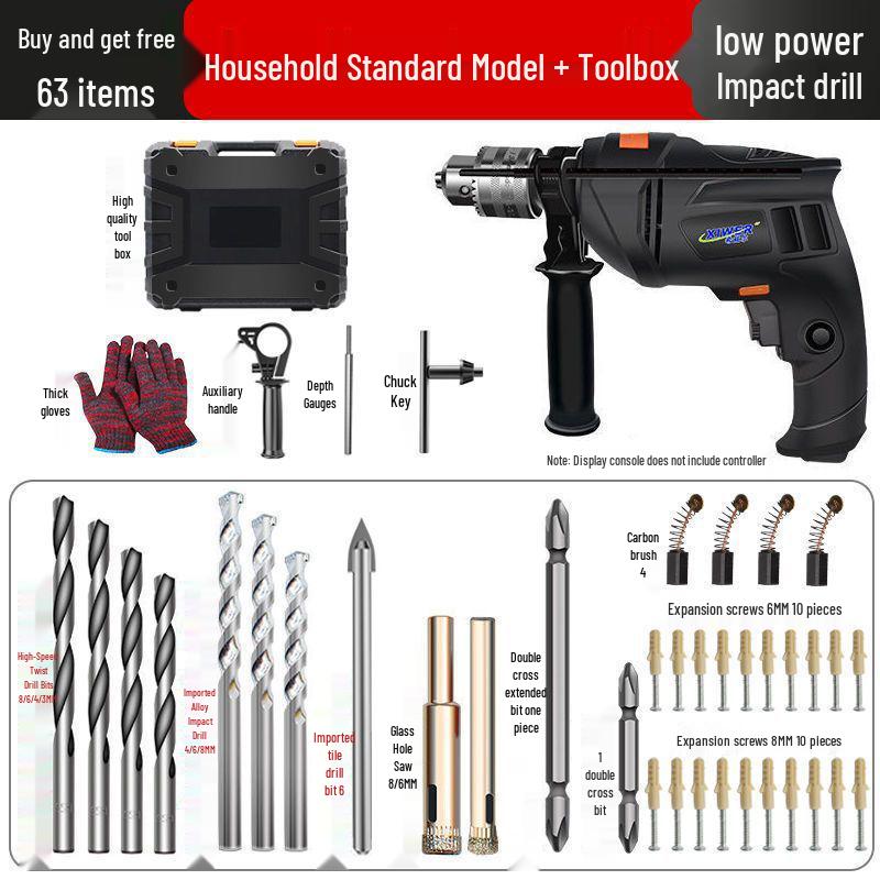 Electric Hand Drill Set with Drill Bits for Woodworking & Household Tasks