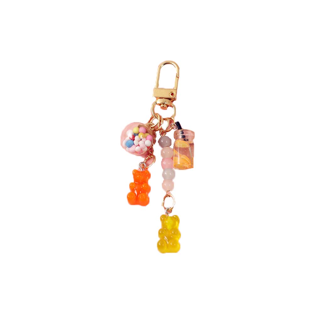 Men Women Bag Pendant Acrylic Floating Fruit Fashion Accessories Keyholder Key Ring Bear Key Chain