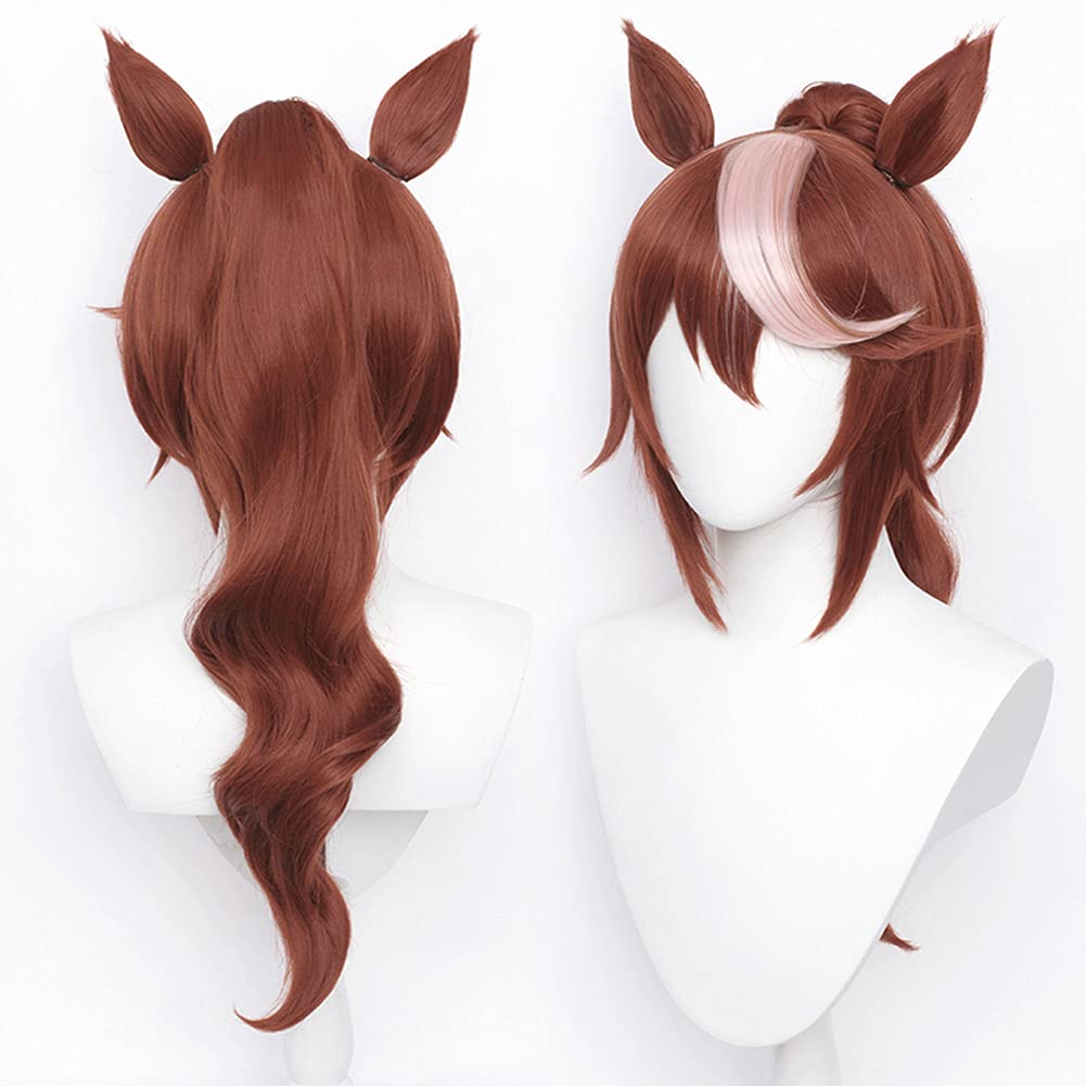 NoryNick Tokai Teio Cosplay Wig with Wig Ears and Tail Net,